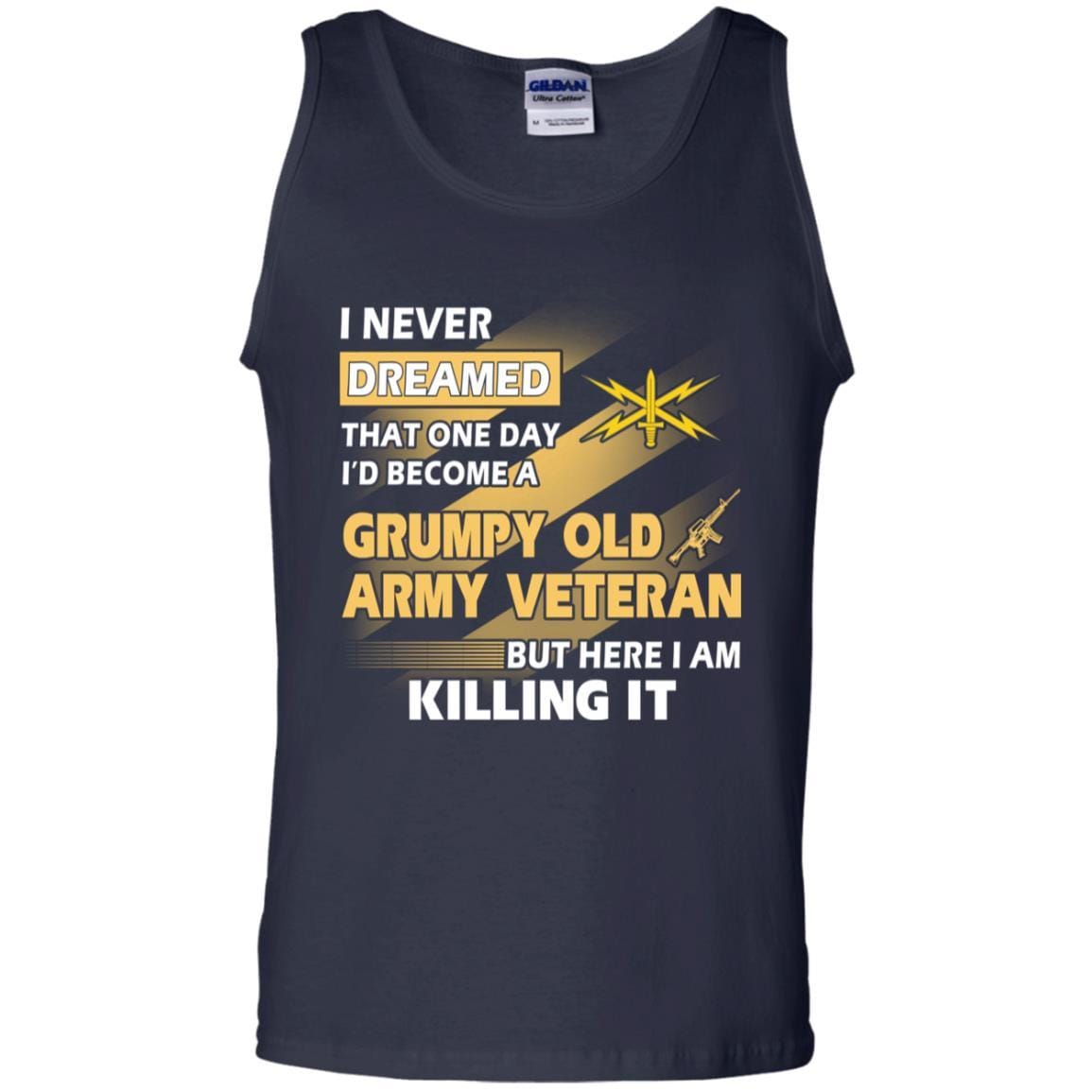 US Army T-Shirt "Cyber Corps Grumpy Old Veteran" On Front-TShirt-Army-Veterans Nation