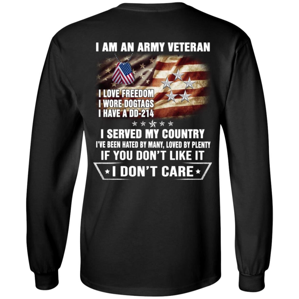 T-Shirt "I Am An Army Veteran" O-10 General of the Army(GA)Rank On Back-TShirt-Army-Veterans Nation