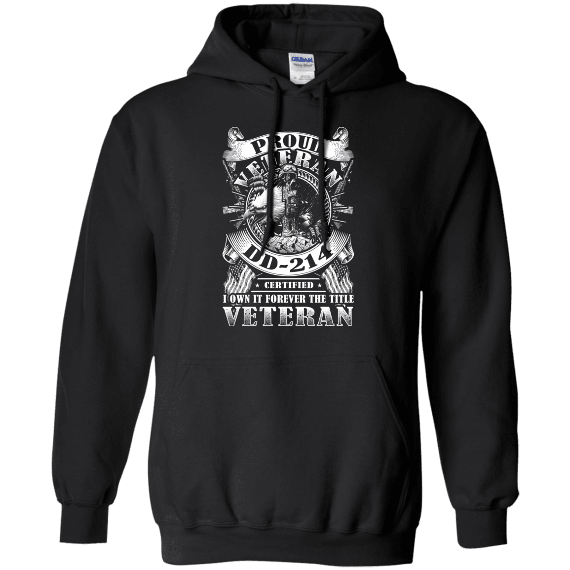 Military T-Shirt "Proud Veteran DD 214" Front-TShirt-General-Veterans Nation