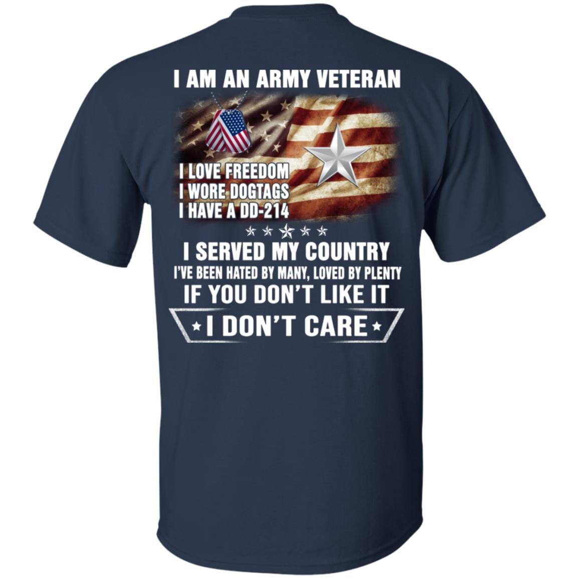 T-Shirt "I Am An Army Veteran" O-7 Brigadier General(BG)Rank On Back-TShirt-Army-Veterans Nation