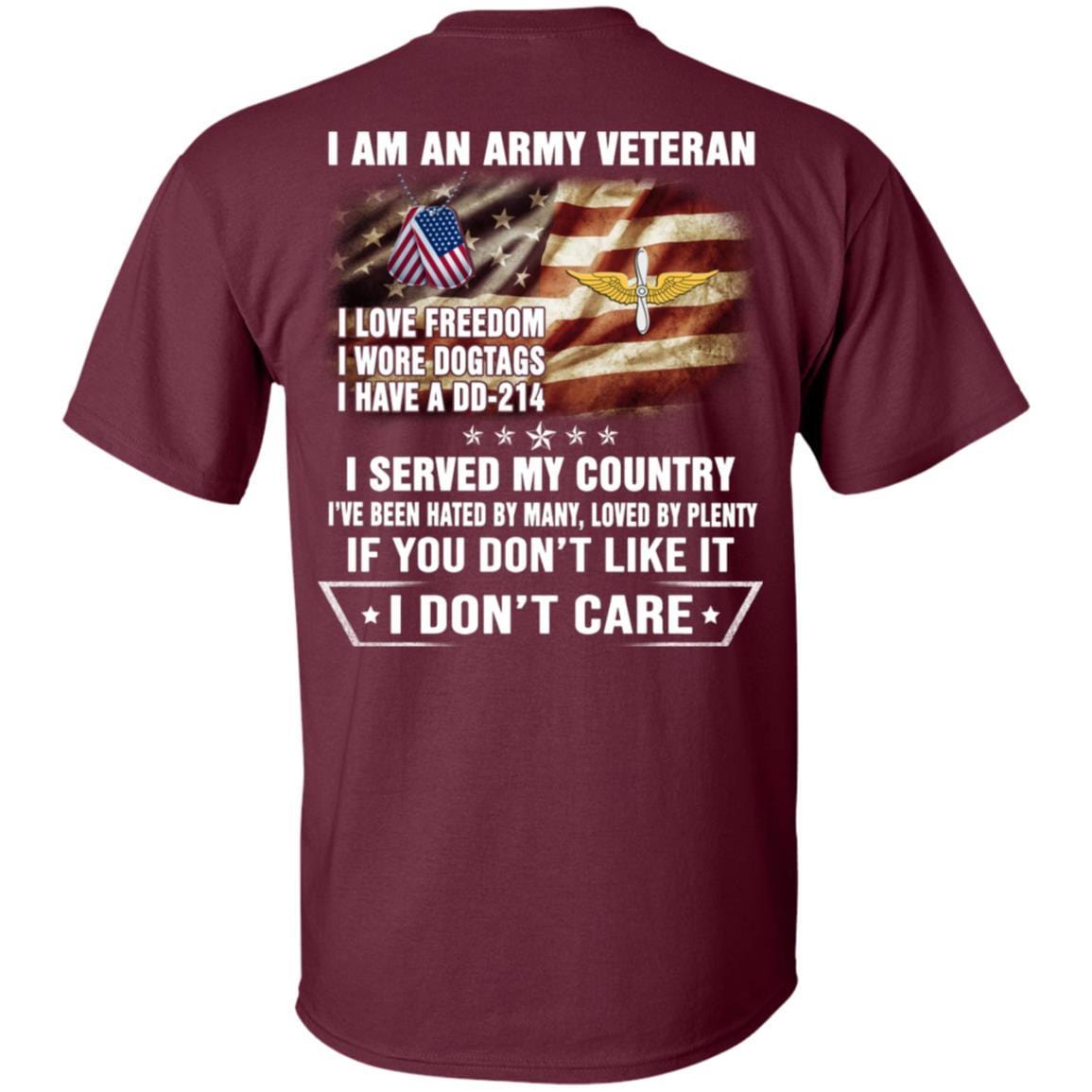 T-Shirt "I Am An Army Aviation Veteran" On Back-TShirt-Army-Veterans Nation