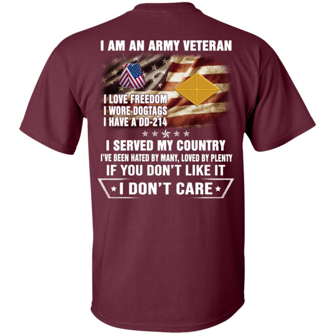 T-Shirt "I Am An Army Finance Corps Veteran" On Back-TShirt-Army-Veterans Nation