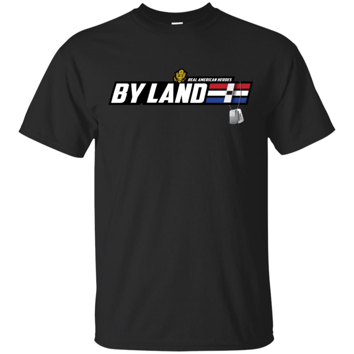 US Army T-Shirt "Real American Heroes By Land" W-1 Warrant Officer 1(WO1) On Front-TShirt-Army-Veterans Nation