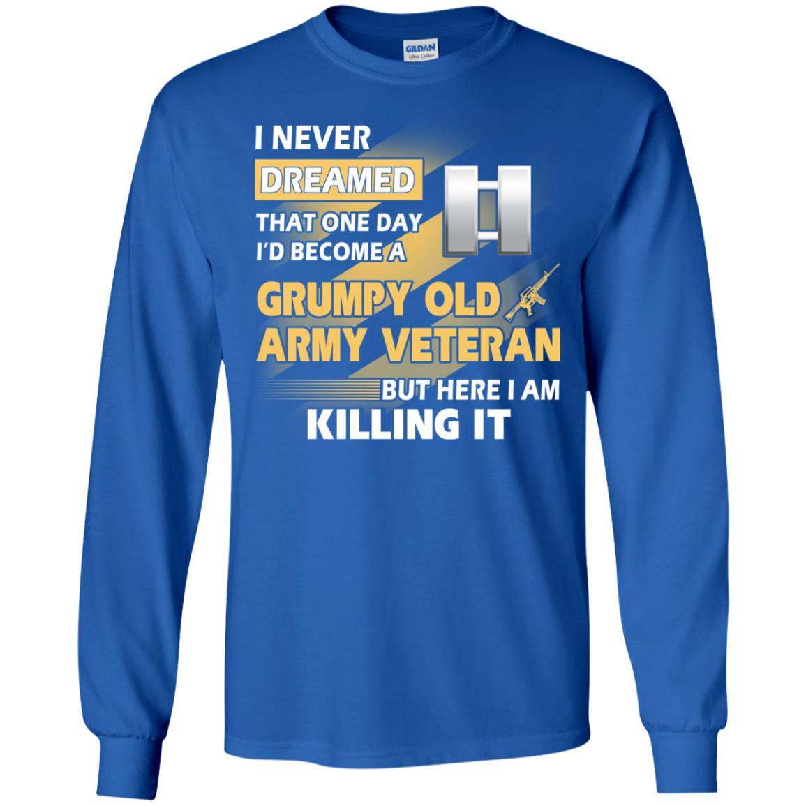 US Army T-Shirt "Grumpy Old Veteran" O-3 Captain(CPT) On Front-TShirt-Army-Veterans Nation