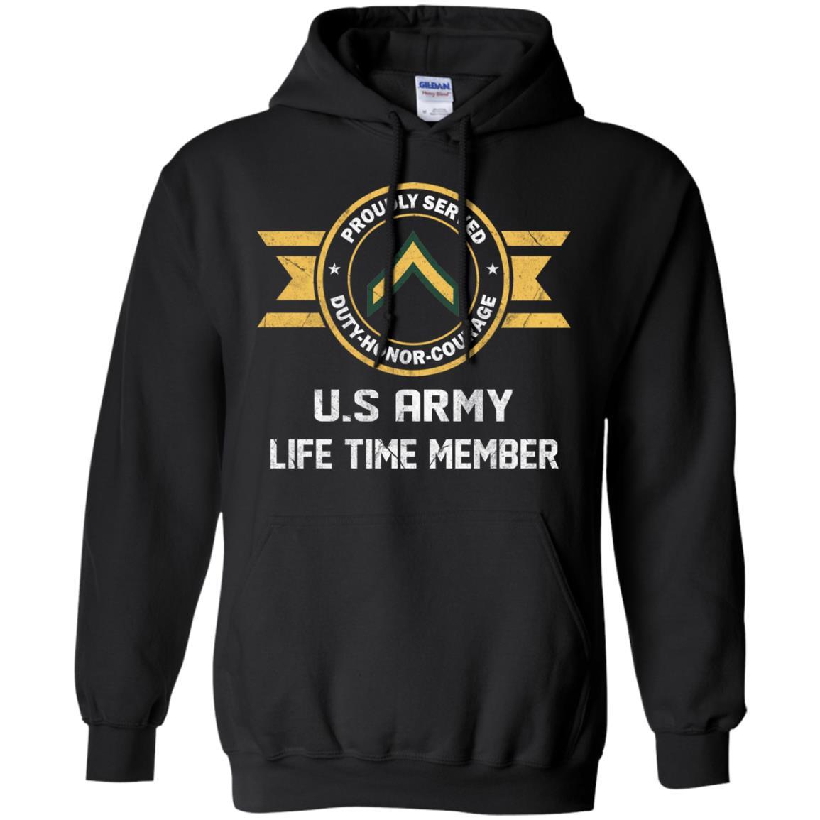 Life Time Member - Army E-2 PV2 E2 Private Second Class Ranks Men T Shirt On Front-TShirt-Army-Veterans Nation