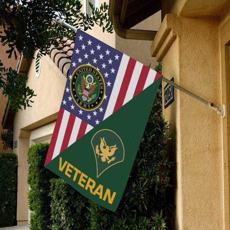 US Army Veteran Insignia With America Flag House Flag 28 Inch x 40 Inch Twin-Side Printing-HouseFlag-Army-Veterans Nation