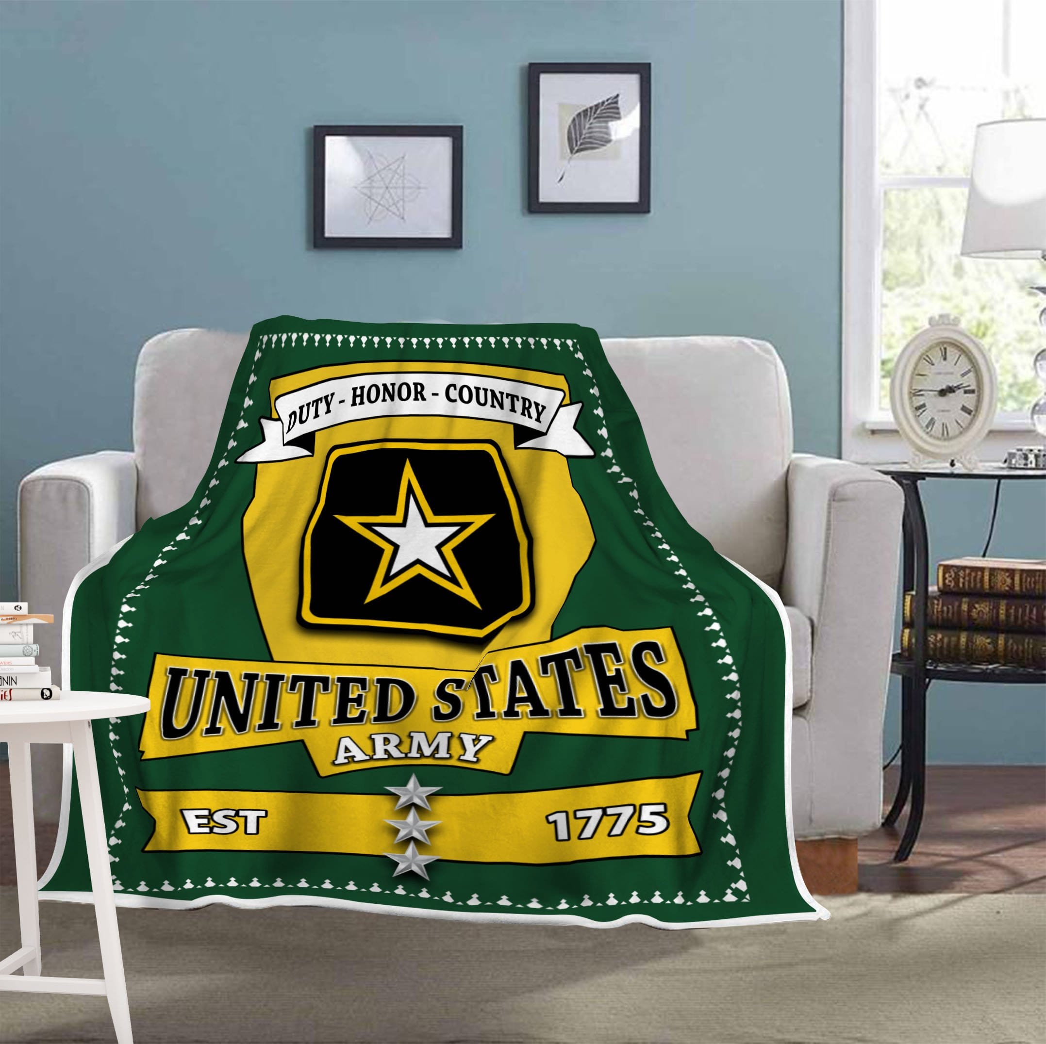 US Army O-9 Lieutenant General O9 LTG General Officer Blanket Cozy Plush Fleece Blanket - 50x60-Blankets-Army-Ranks-Veterans Nation