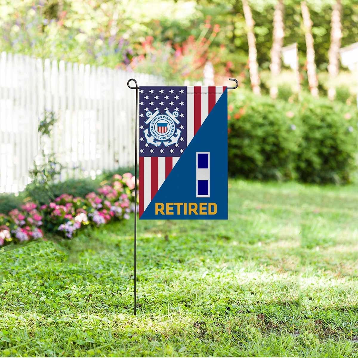 US Coast Guard W-3 Chief Warrant Officer 3 W3 CWO-3 Chief Warrant Officer Ranks Retired Garden Flag 12'' x 18'' Twin-Side Printing Retired Garden Flag 12" x 18"-Garden Flag-Veterans Nation