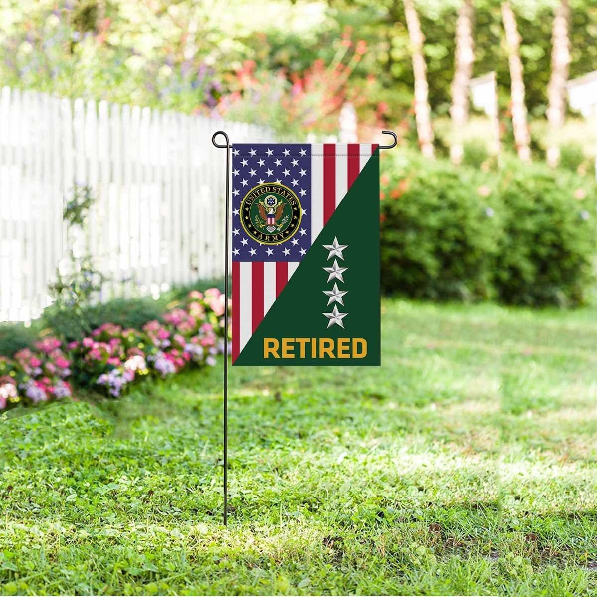 US Army O-10 General O10 GEN General Officer Retired Garden Flag/Yard Flag 12 inches x 18 inches Twin-Side Printing-GDFlag-Army-Ranks-Veterans Nation